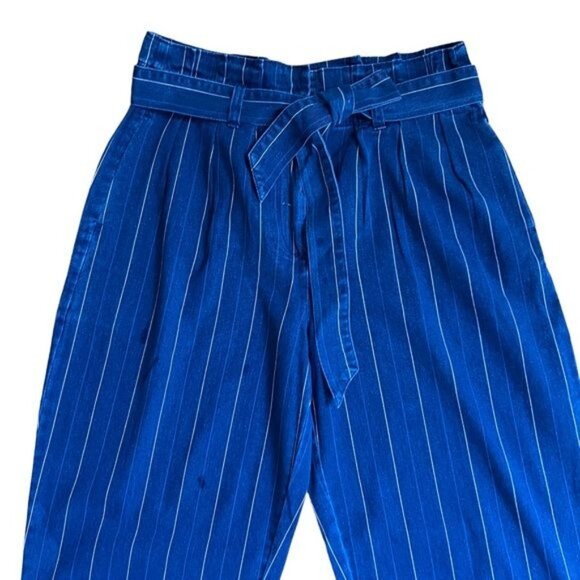 J. Crew Paper Bag Pants in Indigo Stripe Size 8 NWT - Picture 6 of 13